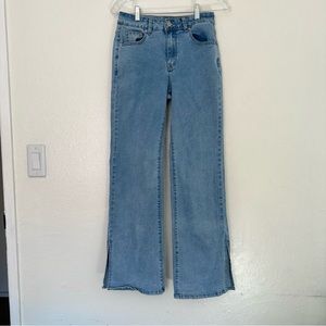 Split-Hem Flared Blue Jeans | Size 6